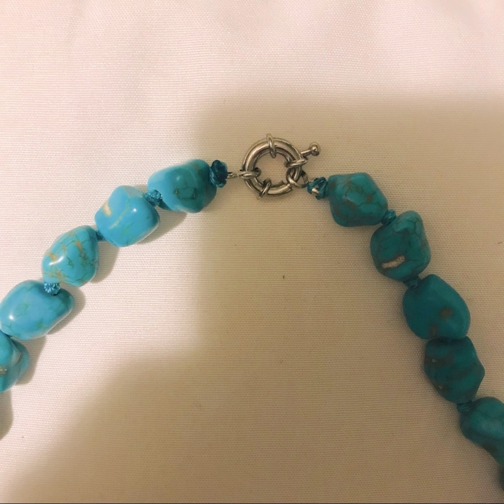 Genuine Natural 10-14mm Blue Turquoise Gemstone Necklace